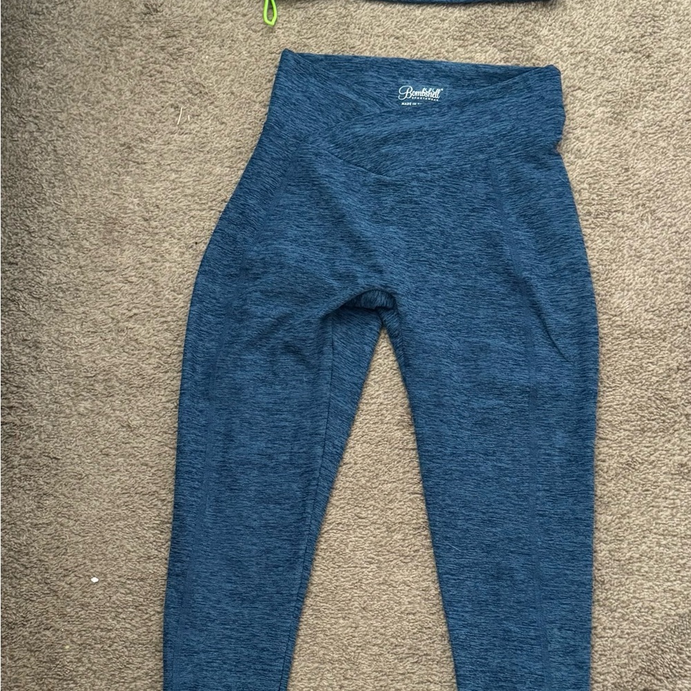 Bombshell Blue Athletic Leggings High Waist
